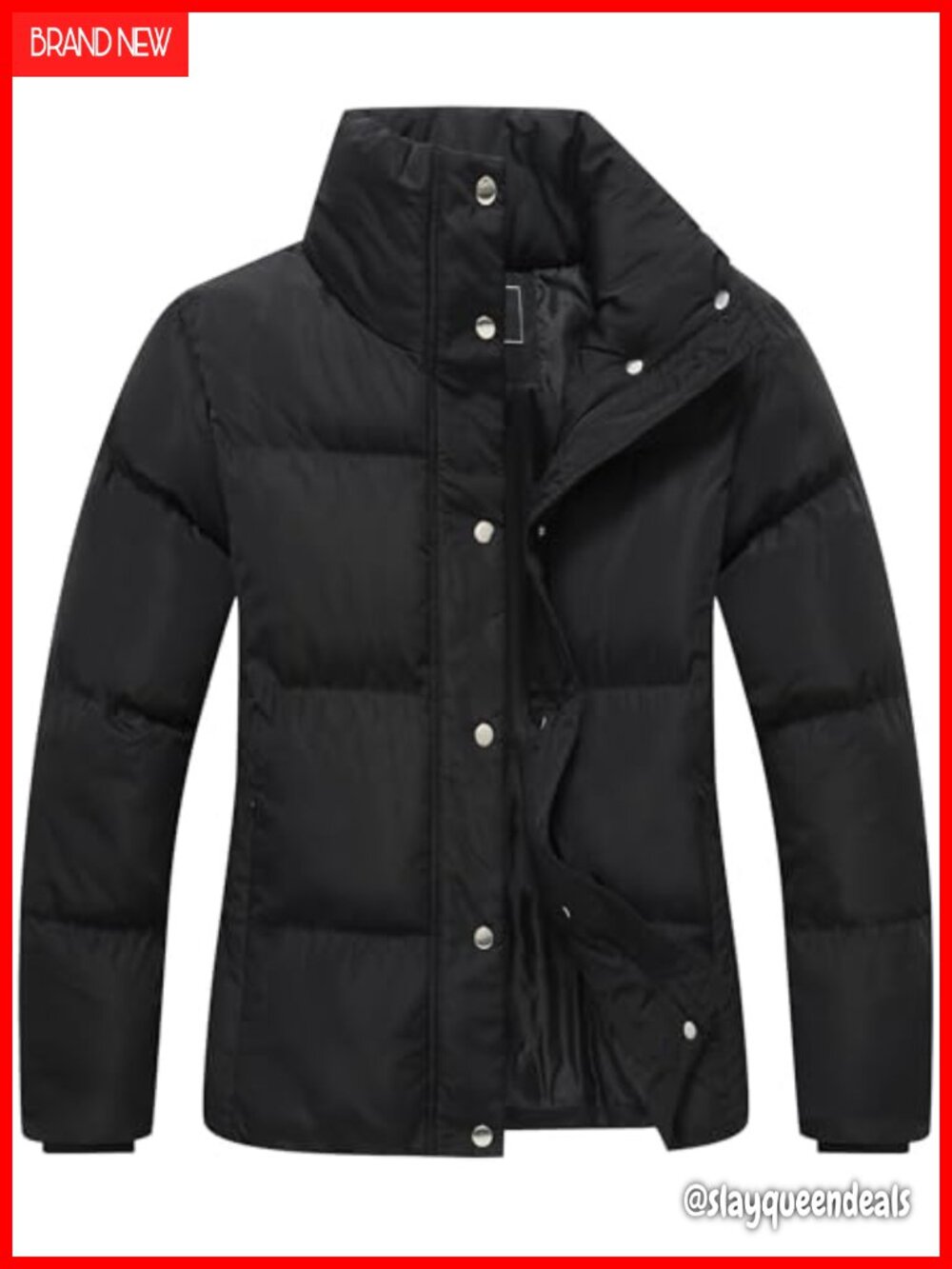Winter Down Jacket Waterproof Puffer Coat Full-Zip Parka Long Sleeve Outerwear